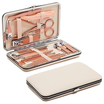 Okuna Outpost 23-Piece Manicure Pedicure Kit - Compact Travel Nail Kit - Precision Nail Clipper Set with File, Tweezers & Cuticle Trimmer - Ingrown Toenail Treatment Tools