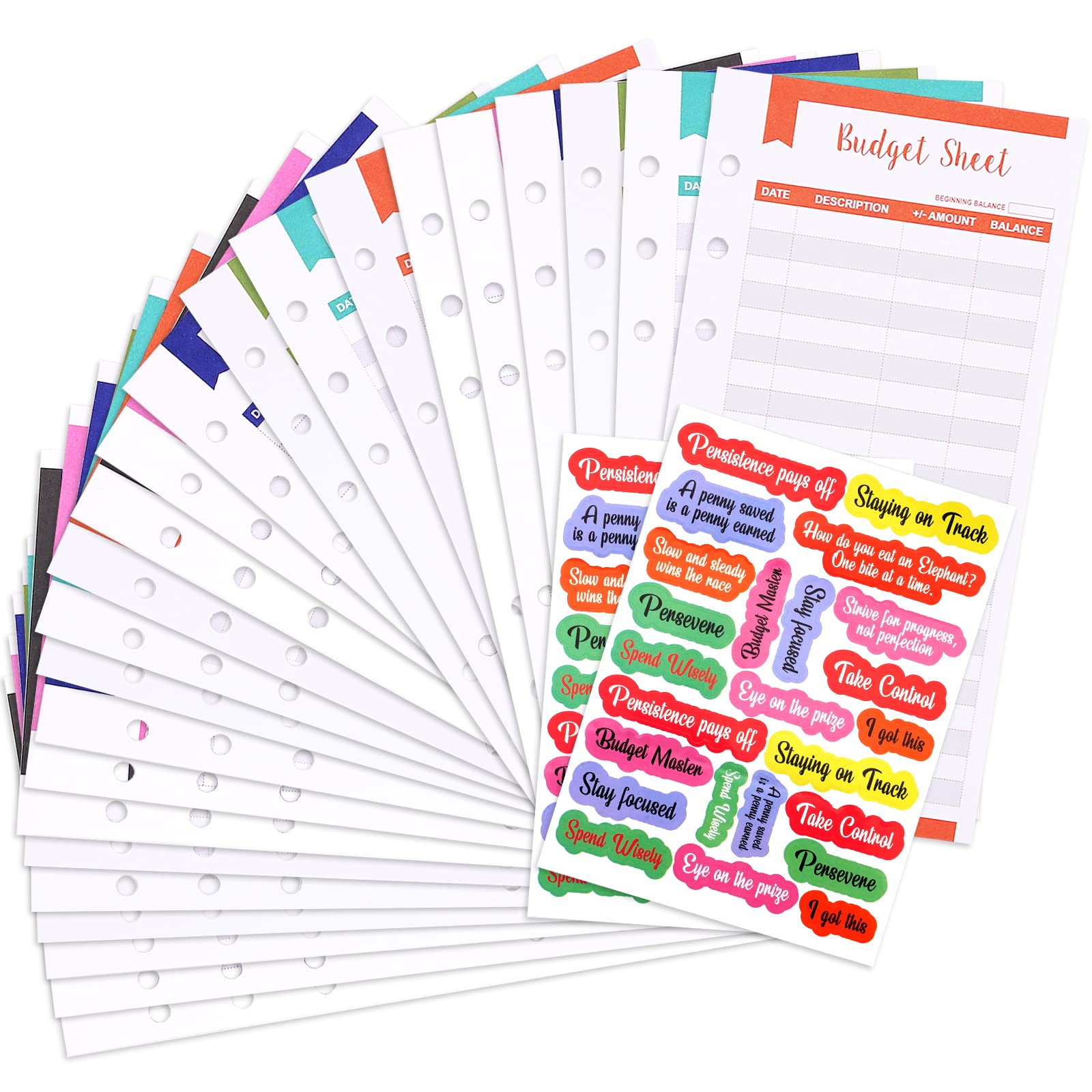 Expense Budget Sheet Can Be Used As A Budget Sheet for A6 Binder, An Expense Tracker for Cash Envelope Wallet, and A Spending Expense Tracker, and Can Also Be Used As A Gift for Mother Six-color style