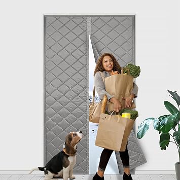 Magnetic Thermal Insulated Door Curtain,Insulation Screen Door with Hands Free Automatic Closing Durable Weatherproof Oxford Material, Cool in Summer,Warm in Winter(Fit Door Size 36 x 80 Inch)