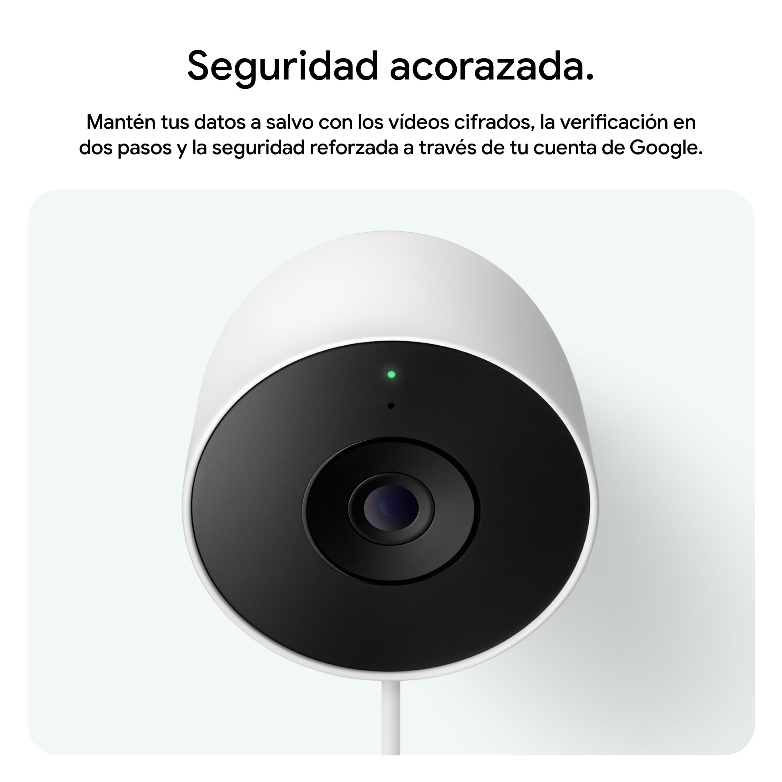 Google Nest CAM Outdoor (con Cable, 2.ª Gen.) - Cámara de Seguridad para Exteriores con vídeo 2K - Funciona con Google Home - Nieve