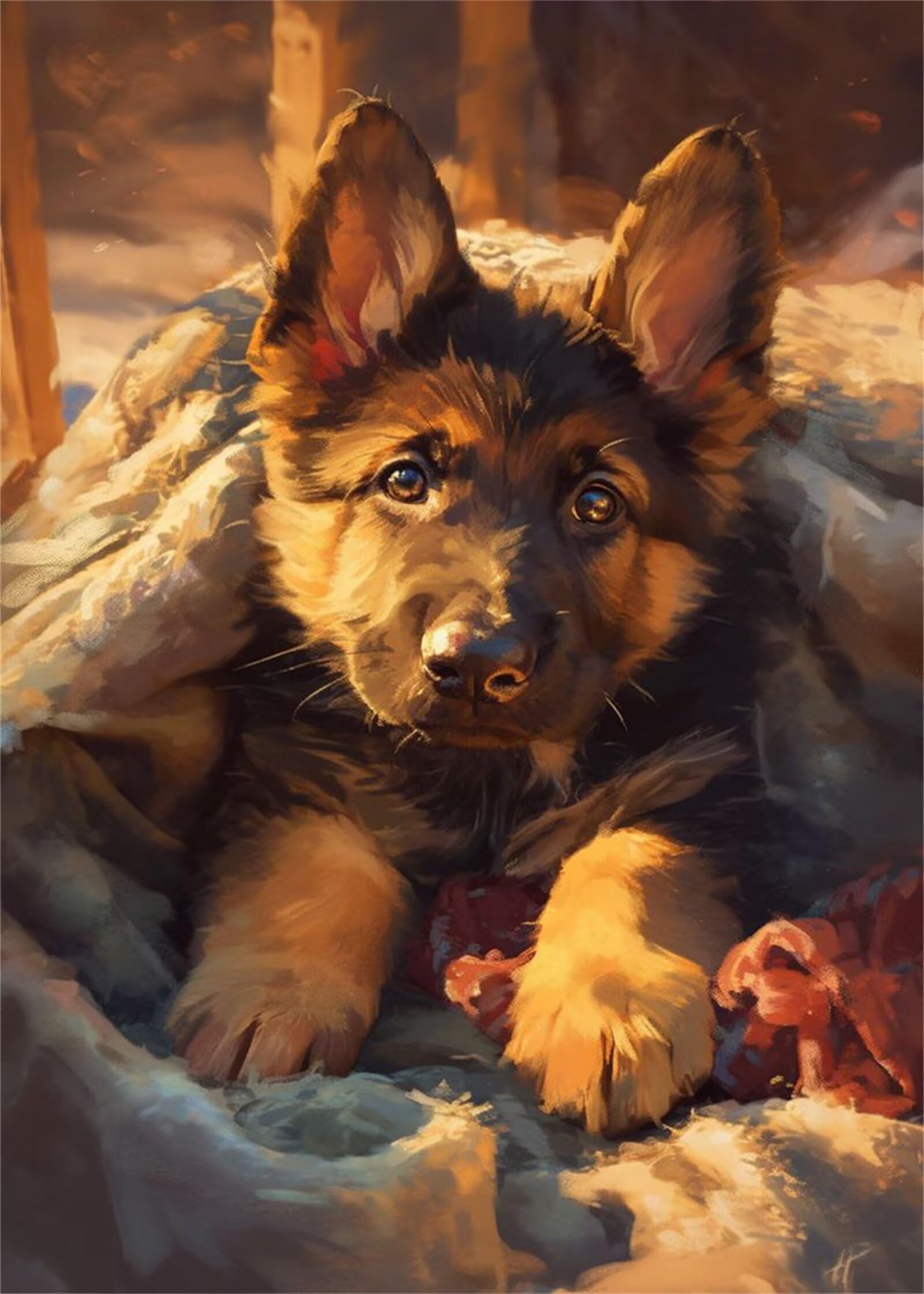 Yoonqun Animal Perro Pintar por Numeros sin marco DIY Cuadro Con Números Kit de Pintura al óLeo Digital para Adultos de Lienzo Paint by numbers Kits Manualidades para Hogar Decoración 60x75 cm