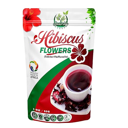 Jaunty's Hibiscus Flower - Té de hierbas orgánicas sueltas de 3.00 oz, pétalos enteros, sin OMG, sin cafeína, rica experiencia, relajación y