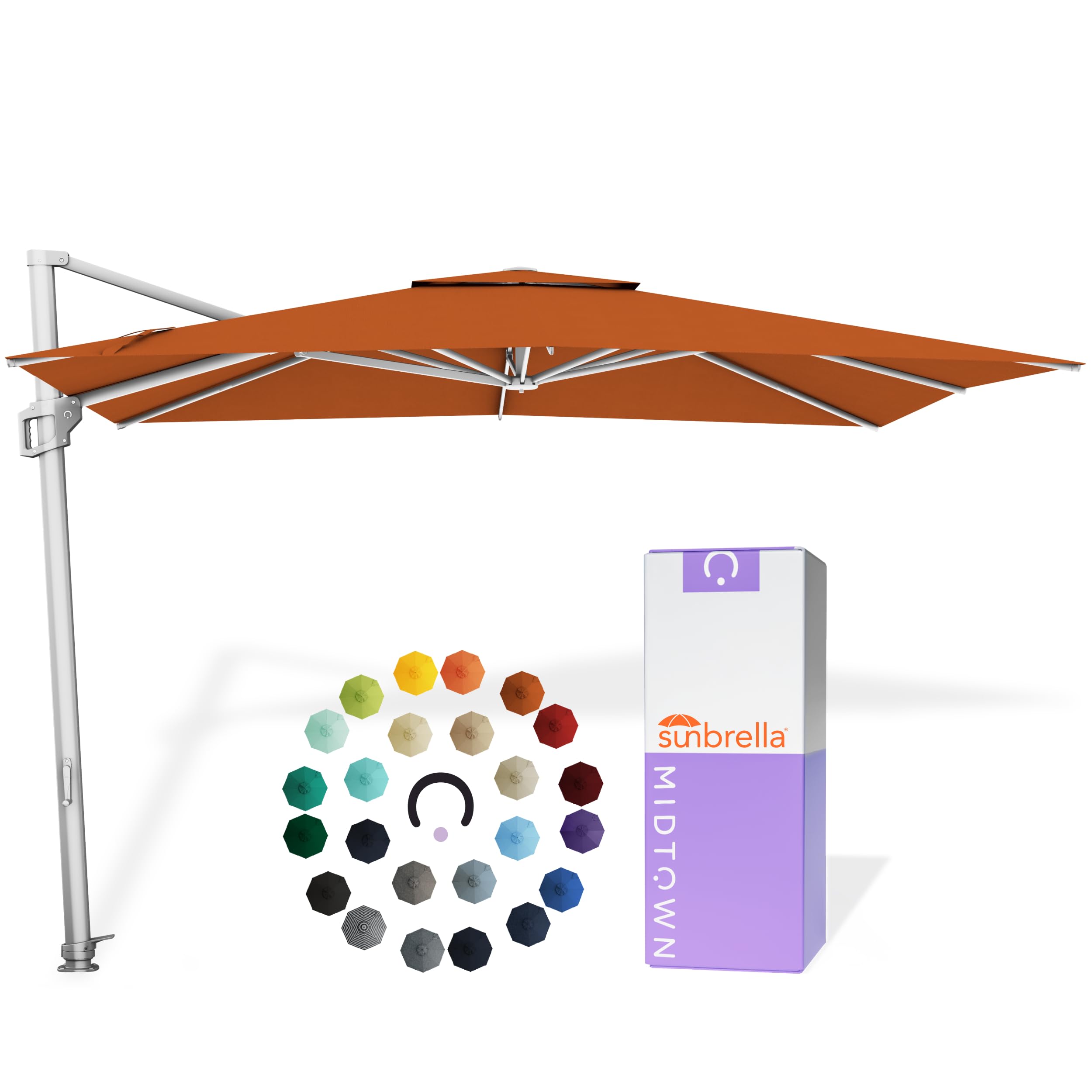 Midtown Umbrellas Grande Square - 9 x 9 Ft Cantilever Umbrella