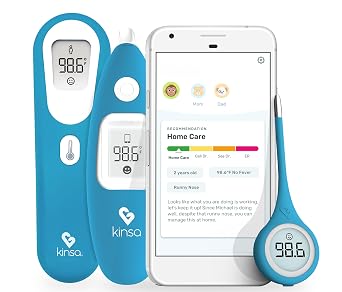 Kinsa Home Care Bundle - Digital Thermometers for Oral, Rectal, Armpit, Ear and Touchless Fever Readings