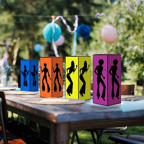 Miniatura 6 de Spiareal 6 piezas de caja de fiesta de discoteca de papel de discoteca decoración de los años 70 y 80 centro de mesa tema disco suministros fiesta