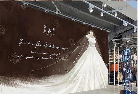 Amazon 壁紙衣料品店壁紙ウェディングドレスクリエイティブソファ背景壁レジャーバースタジオファッション壁画 3d 400x280cm 壁紙