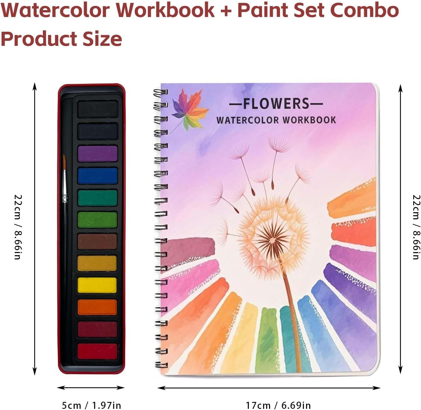 Watercolor Workbooks, Beginner Watercolor Painting Kit – 12 Colors Paint Set with Brush – Perfect for Gifting to Spark Creativity & Joy for Teens & Adults (Christmas)
