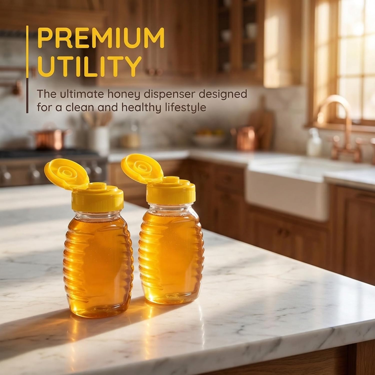 ABOOFAN 2 Pack Honey Squeeze Bottle Dispenser Refillable Plastic Honey Jar Container for Storing and Dispensing Condiments Leak-Proof Flip-Top Cap 4.01 X 1.96 X 1.57 in image 2