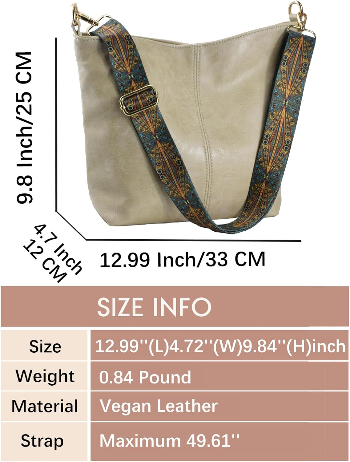 Hobo Bags Vegan Leather Crossbody Bag Guitar Strap Shoulder Purses with Zipper Handbags for Women - Image 6