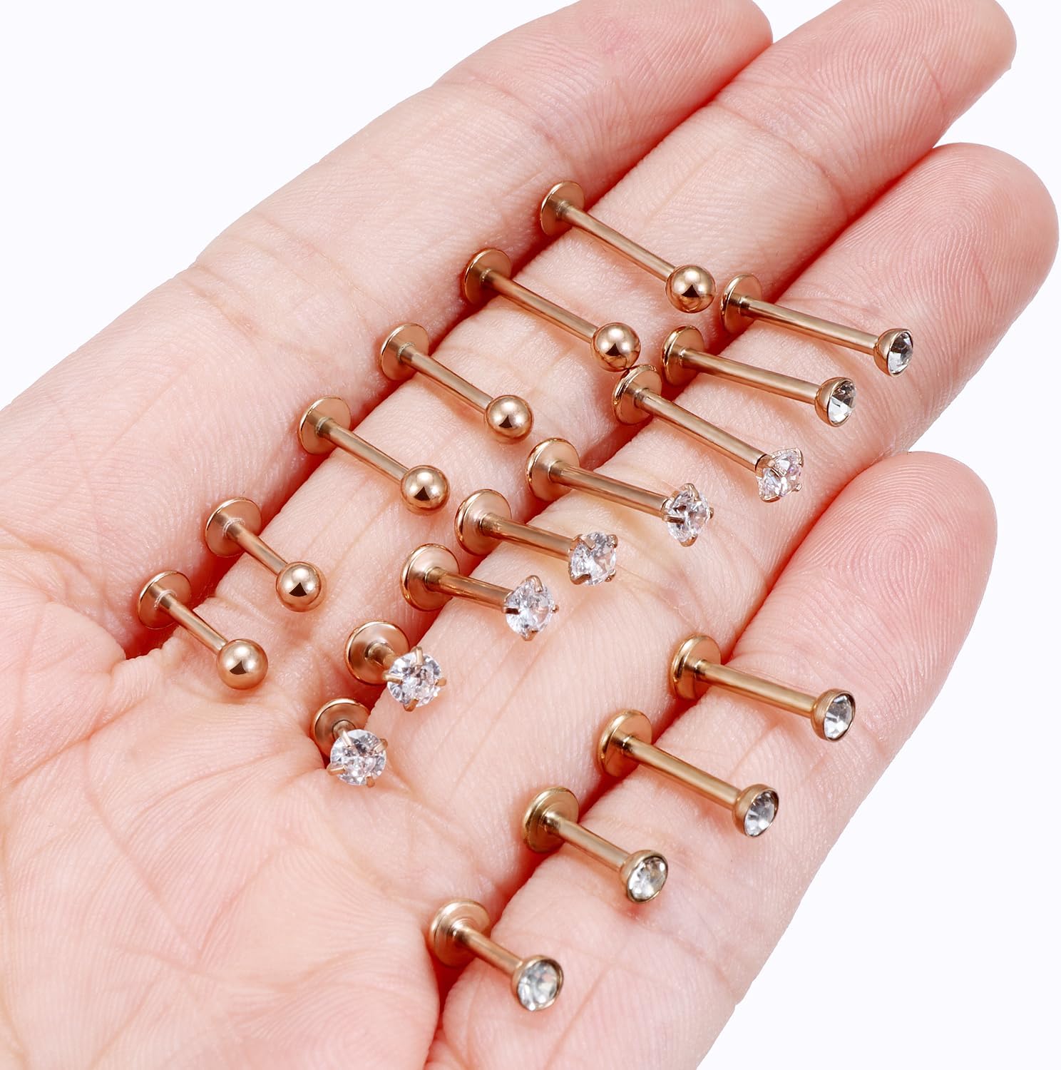16G Medusa Piercing Jewelry Surgical Steel Labret Jewelry 6mm 8mm 10mm Length Snake Bite Ashley Lip Rings Studs Conch Helix Tragus Earring for Women Men 18Pcs
