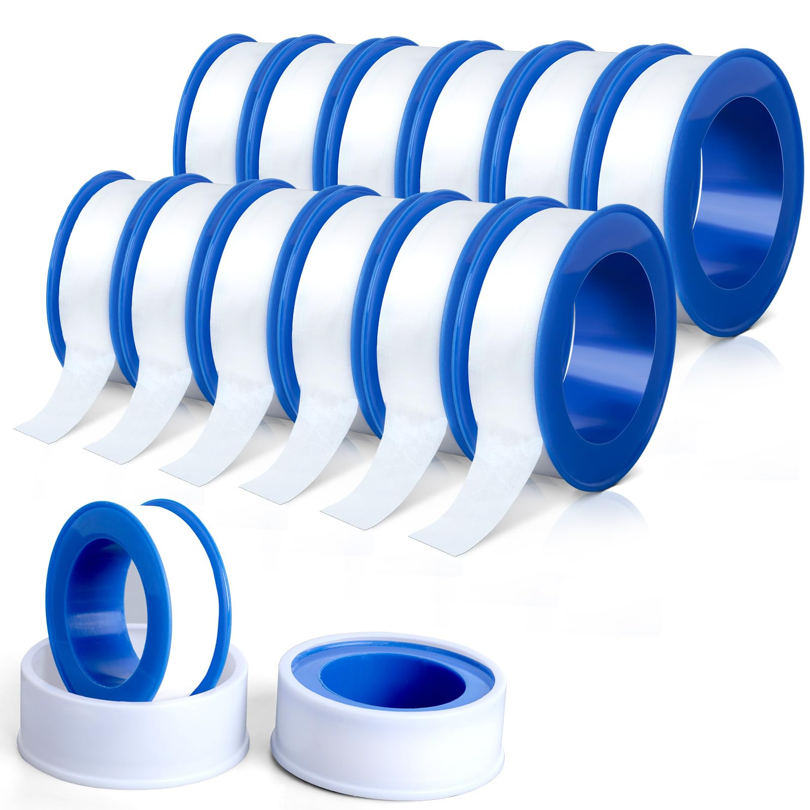 AiQInu 12 Rollos de Cinta-Teflón Profesional De 10mX13 mm.Cinta Selladora de Tubería, Cinta y Tape, Selladora de Tubería para Plomería, Cinta Reparadora blancos Global Recycled Standard Global Recycled Standard Global Recycled Standard