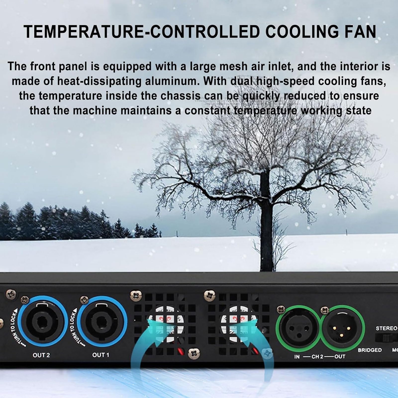Amplificatore Digitale Professionale, Amplificatore Portatile per La Casa da 400 W X 2 con Luce LED, 2 Ventole di Raffreddamento, Uscita Indipendente a Doppio Canale, per Casa