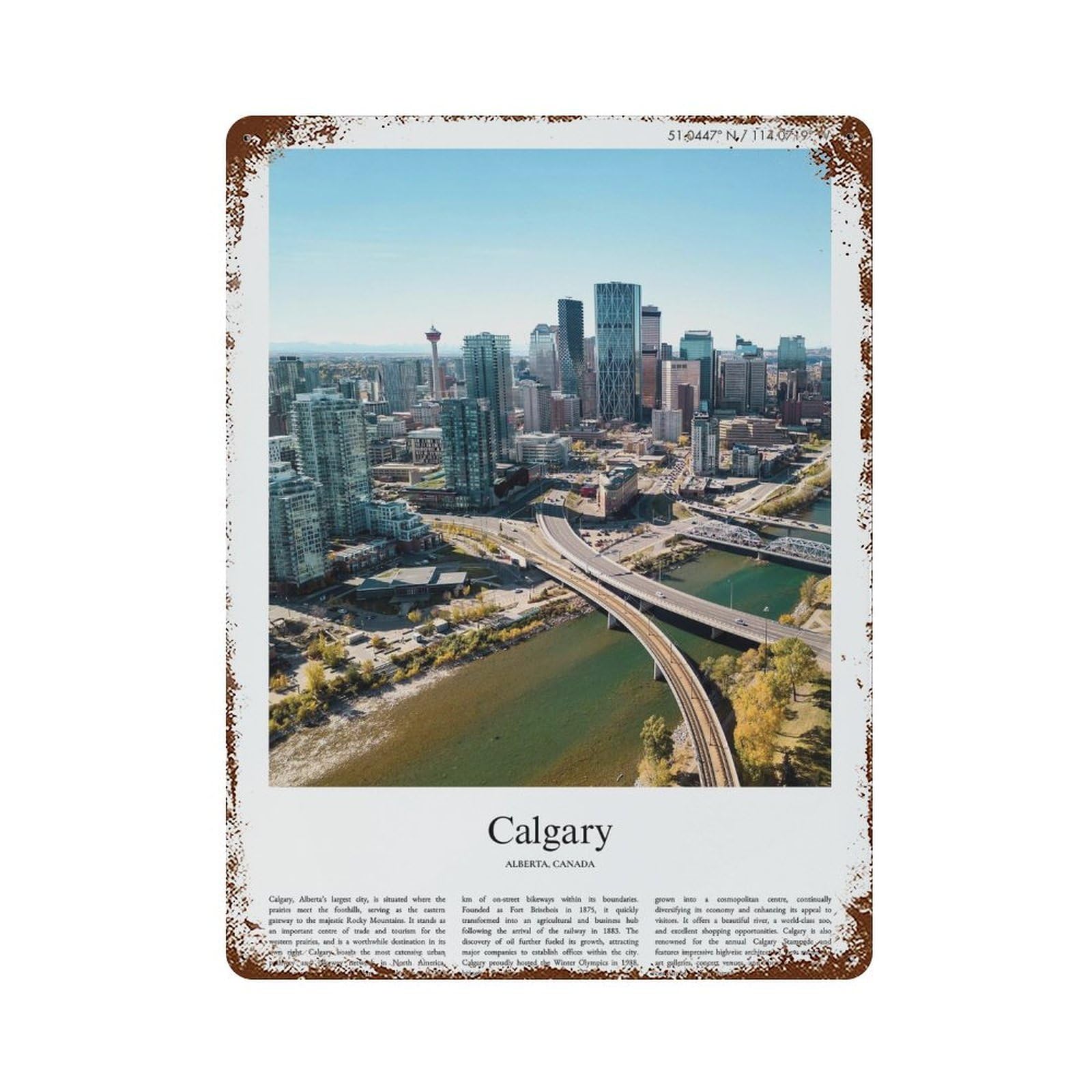xiaoxiaoshen Calgary Alberta, Canada City Scenery Wall Decor Art Metal Tin Poster Modern Home Decor Art Home Bar Shop Decorations Vintage Sign 40x30cm