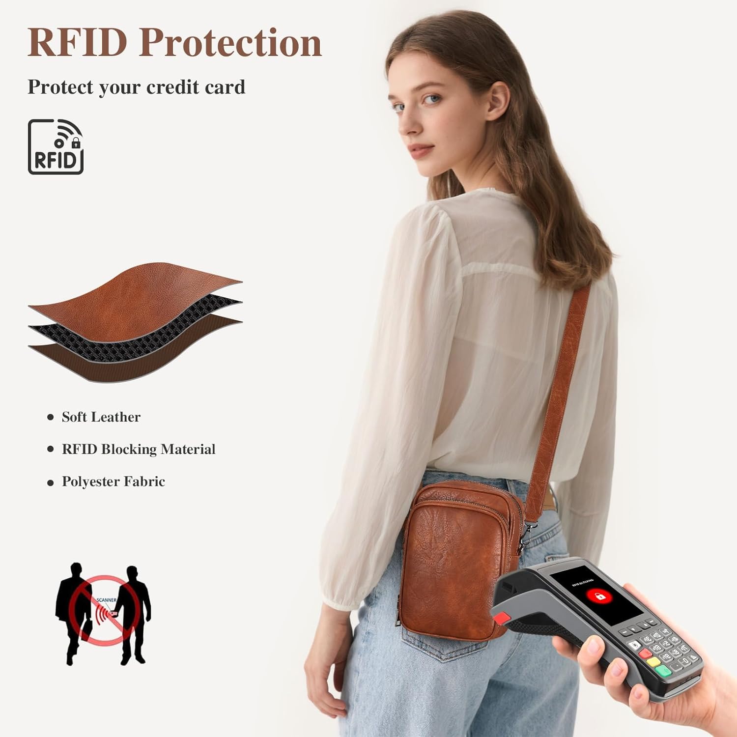 UBORSE Small Crossbody Bags for Women, Vegan Leather Phone Purse, Women's Crossbody Handbags, Travel Purse with Card Slots - Image 3