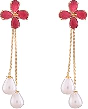 Brass Gold Plated and American Diamond Dangle & Drop Earrings for Women & Girls