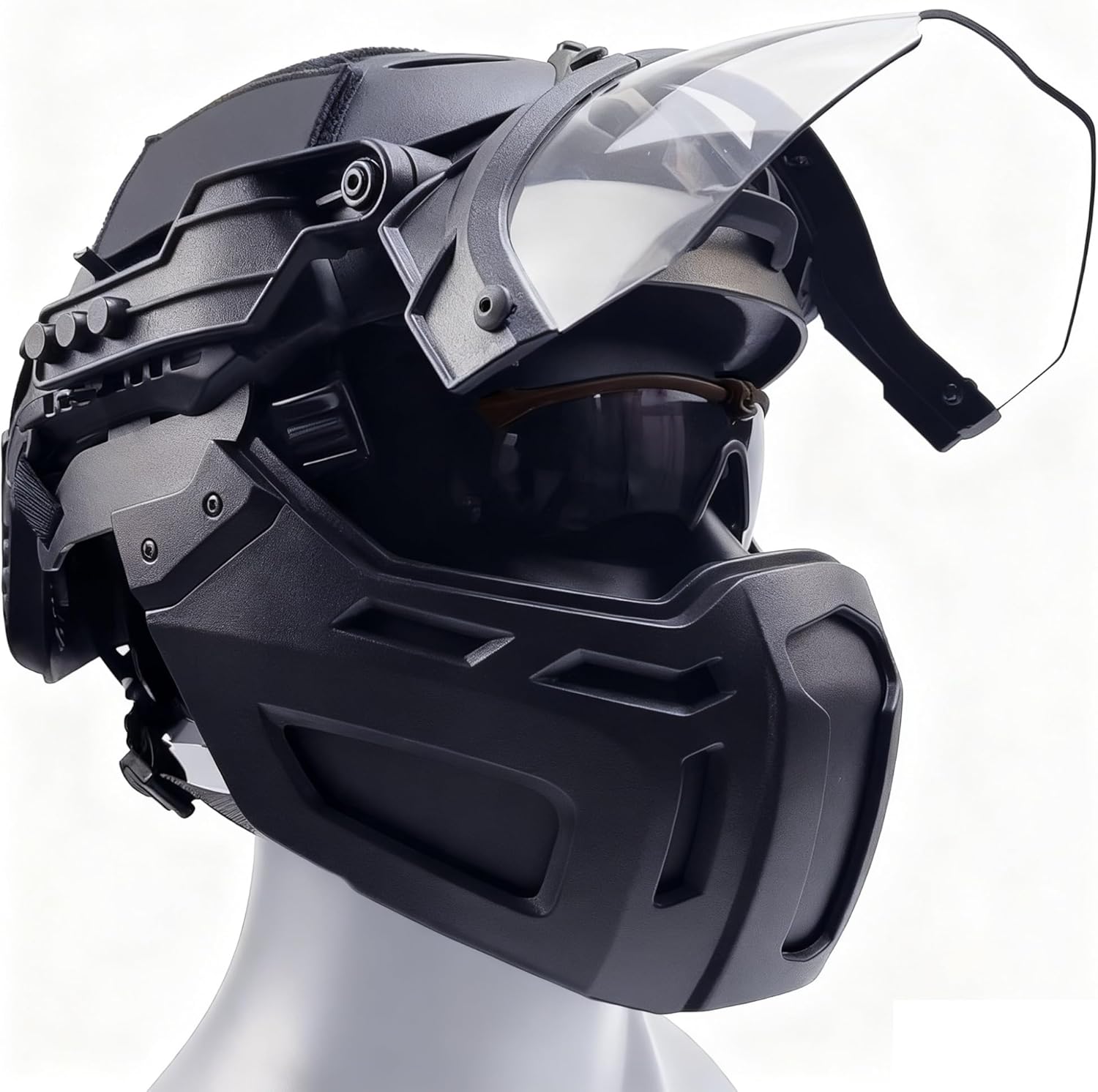 Airsoft Helmet with Goggles & Visor Set - Full-Wrap Military Paintball Protection, 90° Adjustable Visor - for Outdoor Hunting & Shooting