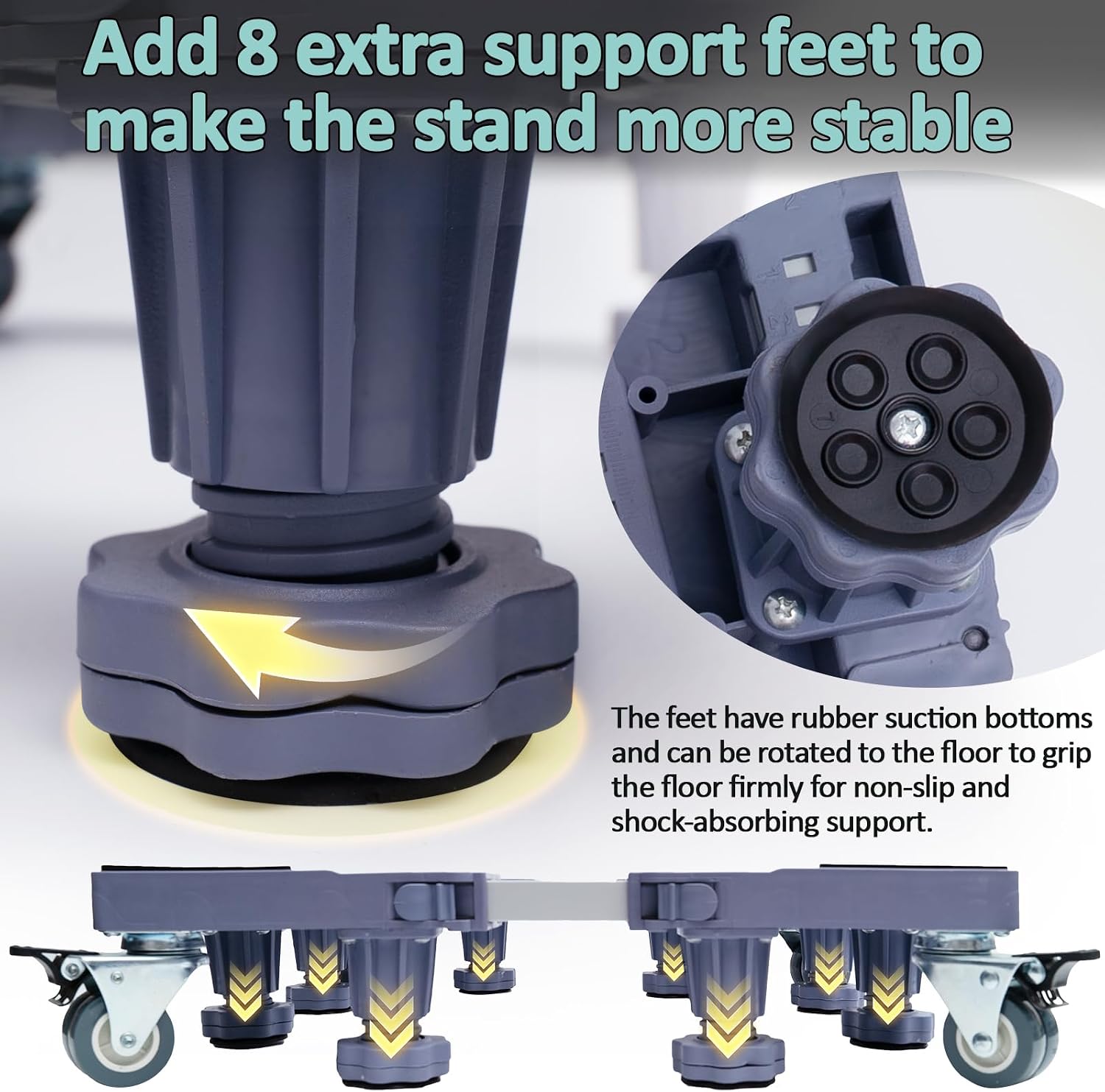 Washing Machine Stand with Wheels, Furniture Dolly with 8 Strong Feet, Adjustable Mini Fridge Stand Appliance Roller for Washer, Dryer, Refrigerator