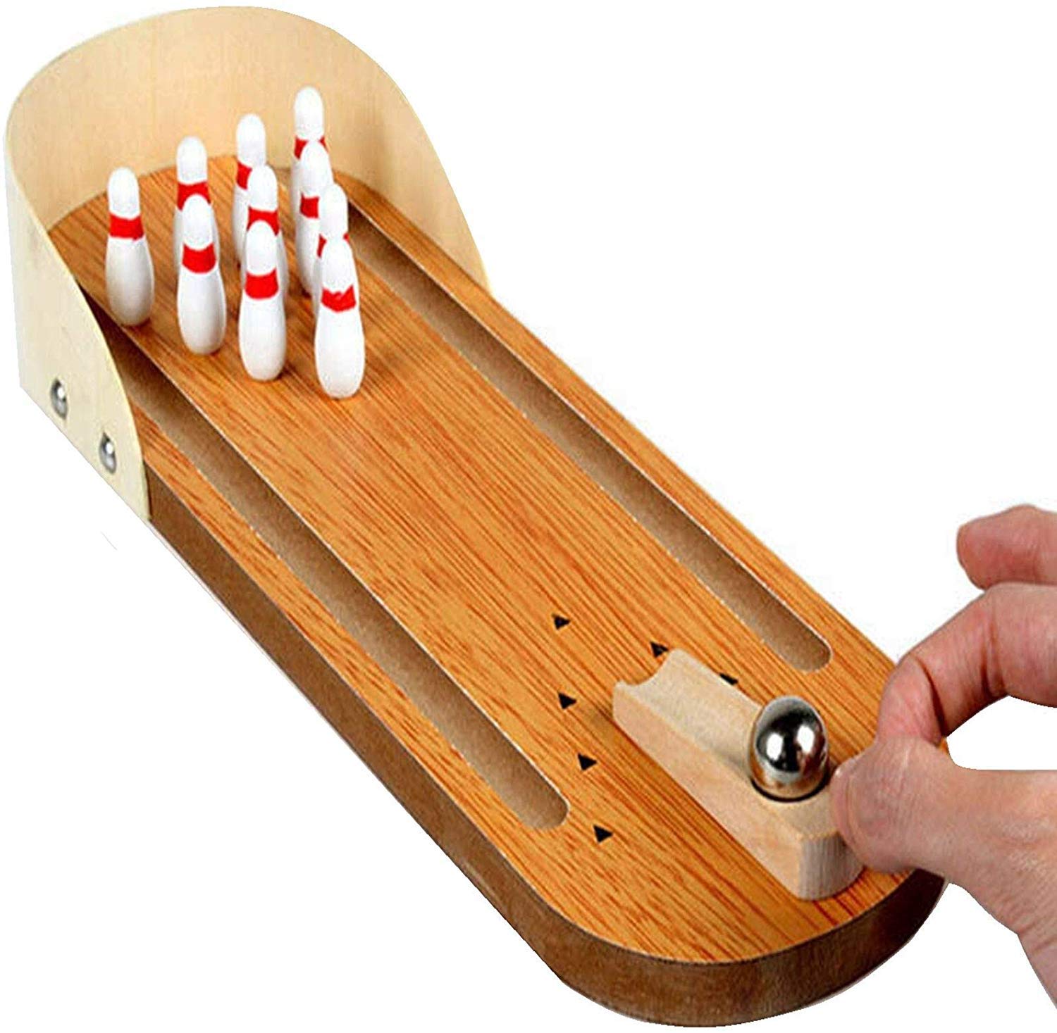 10 Pin Bowling Wooden Desktop Game Office Mini Arcade Game Skittles