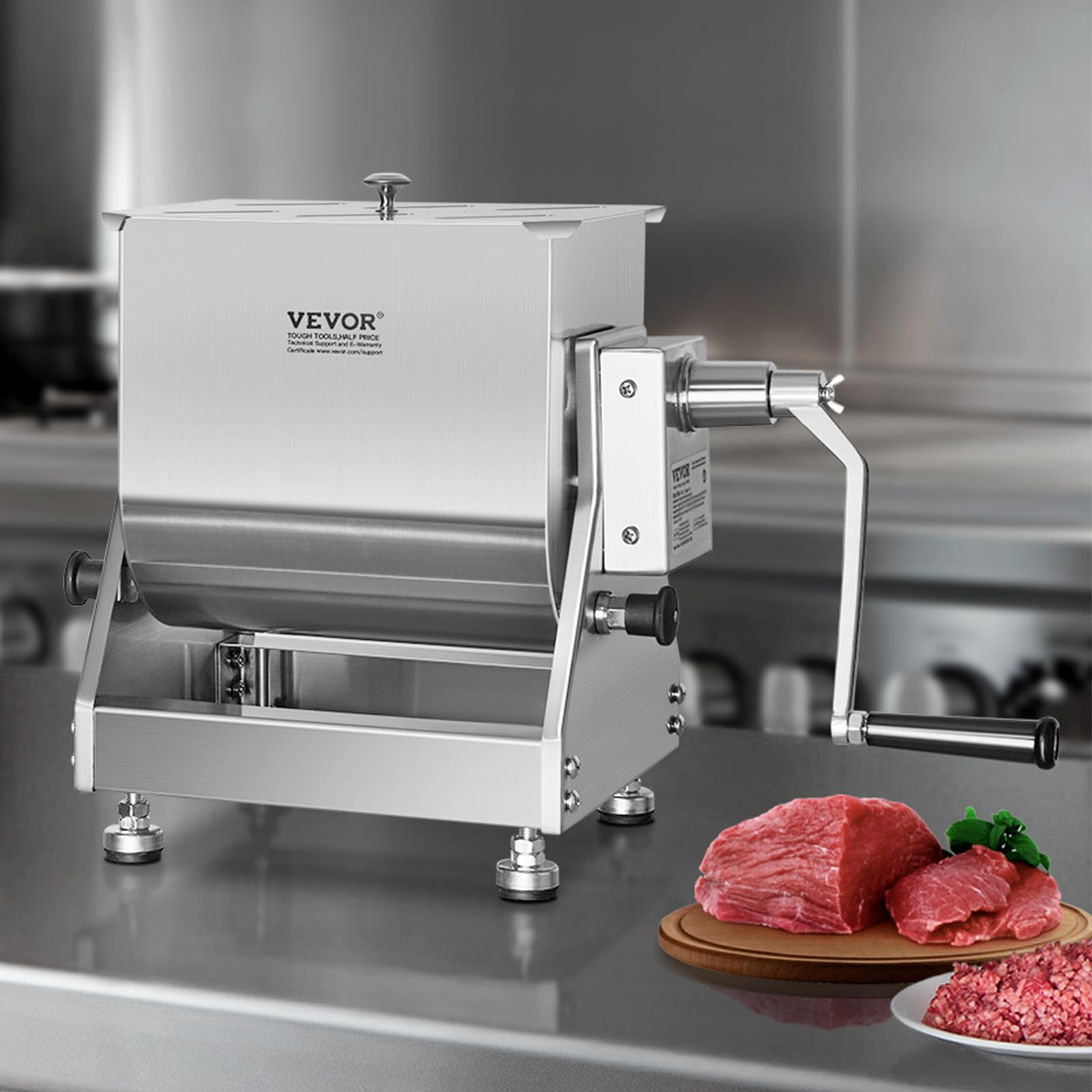VEVOR Frullatore Manuale per Carne da 13,6 kg Impastatrice Manuale per Carne, Miscelazione Massima di 13,6 kg di Carne, Dispositivo per Lavorazione della Carne con Contenitore Ribaltabile