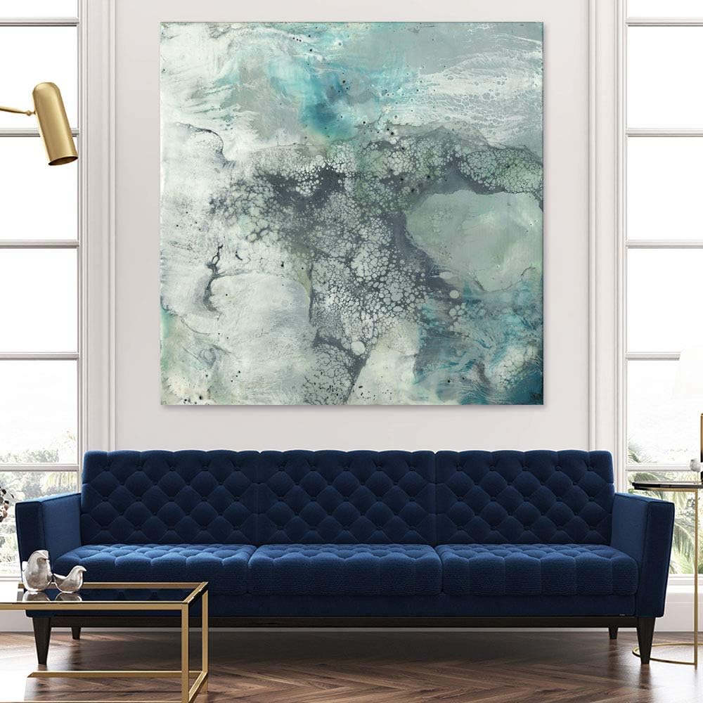 Giant Art Sea Lace I One Piece Huge Modern giclee Canvas Print, 54 x 54, Blue