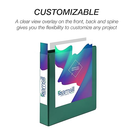 Vista 298 de Samsill (MP128567) - Carpeta de 3 anillos redondos de 2 pulgadas, fabricada en los EE. UU., con cubierta transparente personalizable para insertos