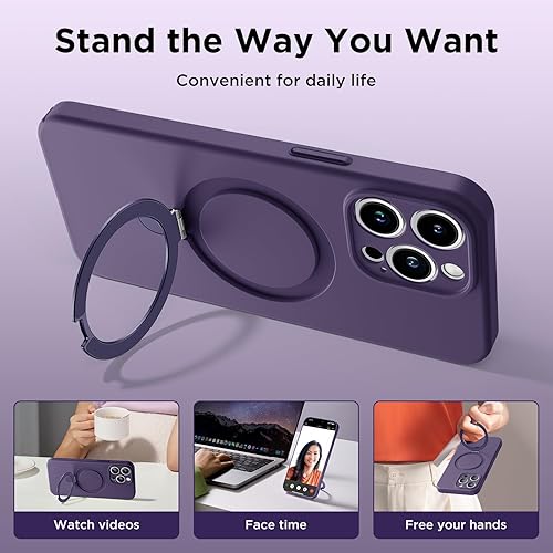 Miniatura 3 de Funda para iPhone 14 Pro Max con soporte magnético invisible protección militar contra caídas compatible con MagSafe antihuellas, interior de espuma