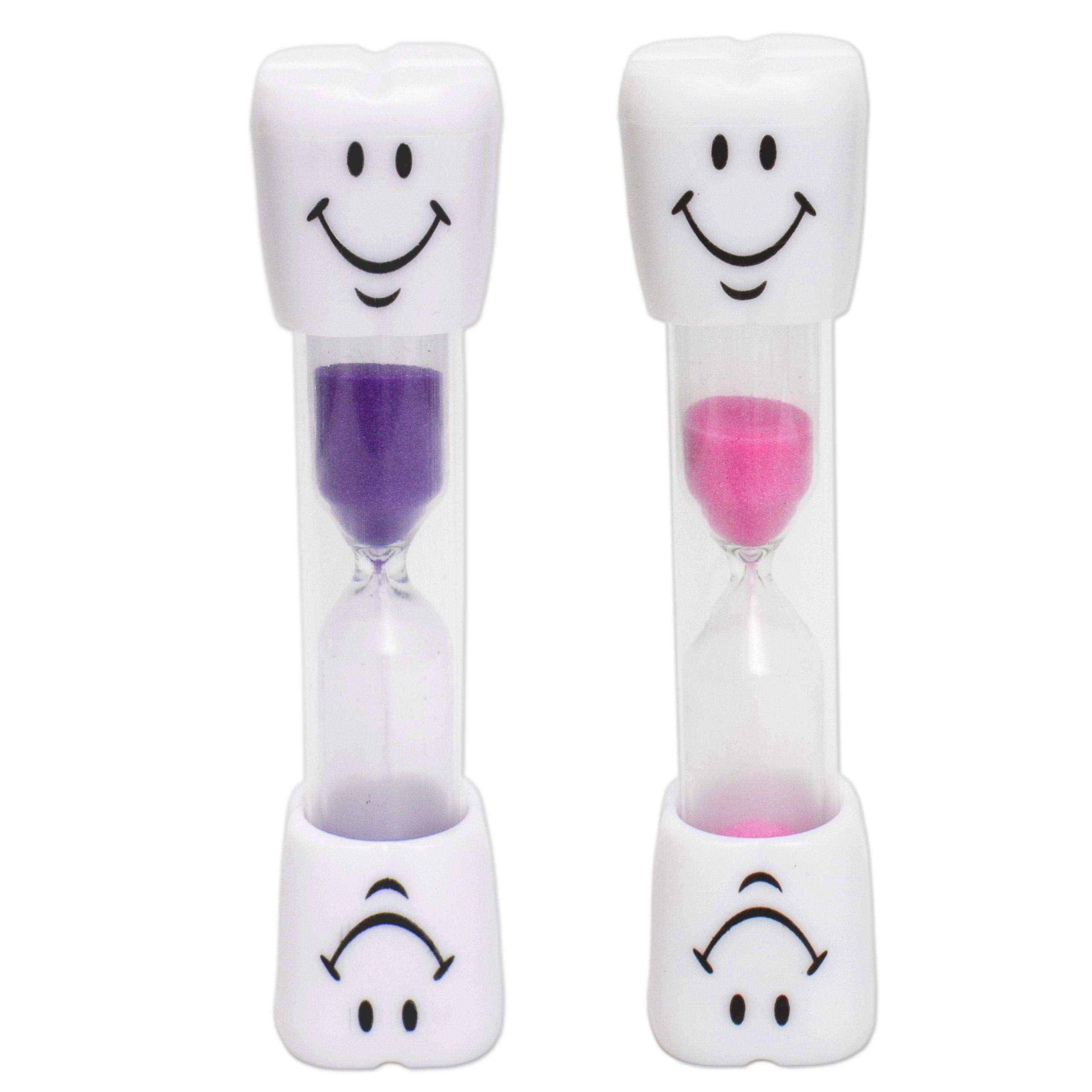 Dental Aesthetics Pink And Purple Smile Sand Egg Timer - 2 Minute Timer (Set Of 2) (Pink And Purple)