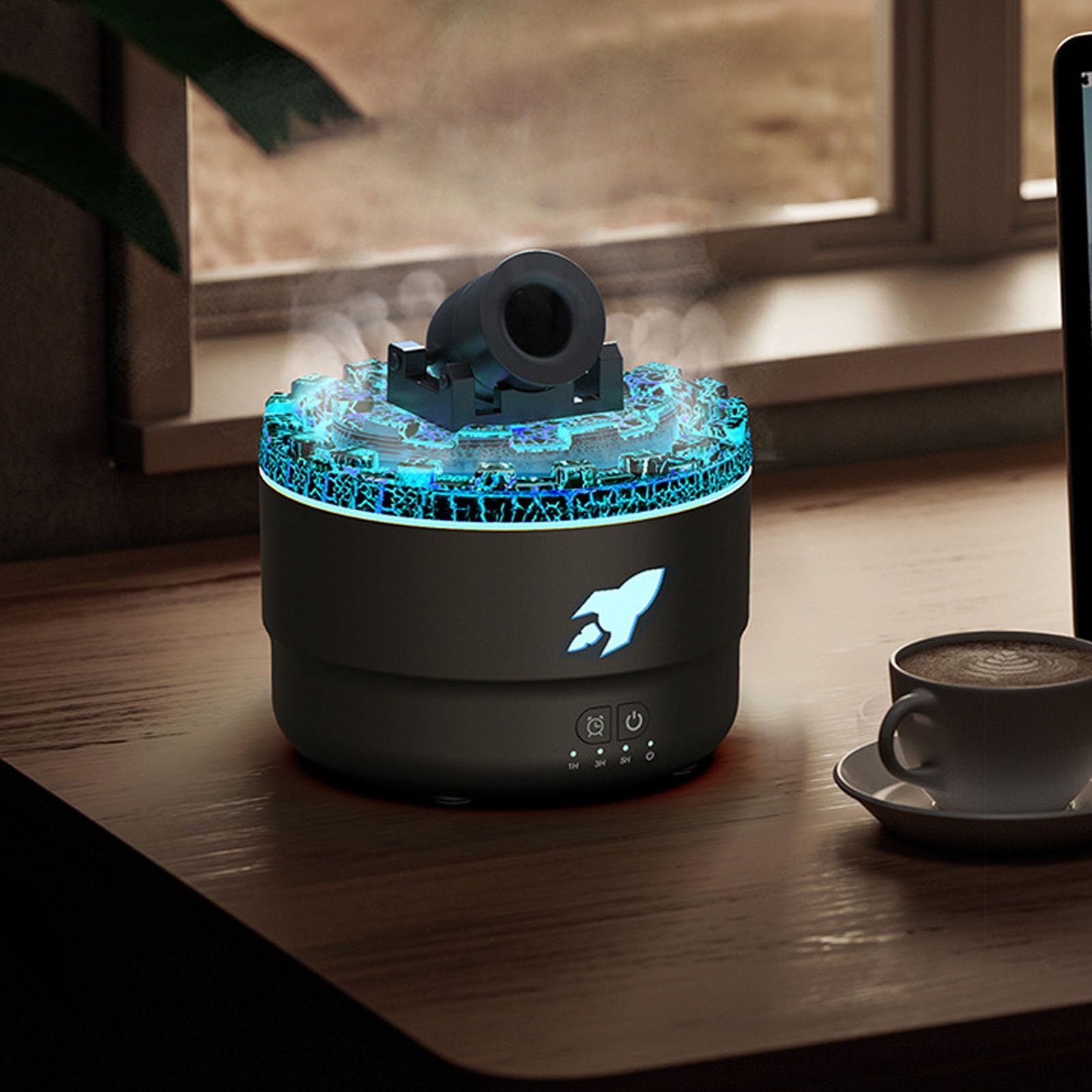 Wakects Diffusore di Fragranze, Diffusore di Aromi di Oli Essenziali da 300 Ml con Luci LED a 7 Colori, 4 modalità Timer per il Relax, Casa, Ufficio, Camera da Letto, Aromaterapia (BLACK)