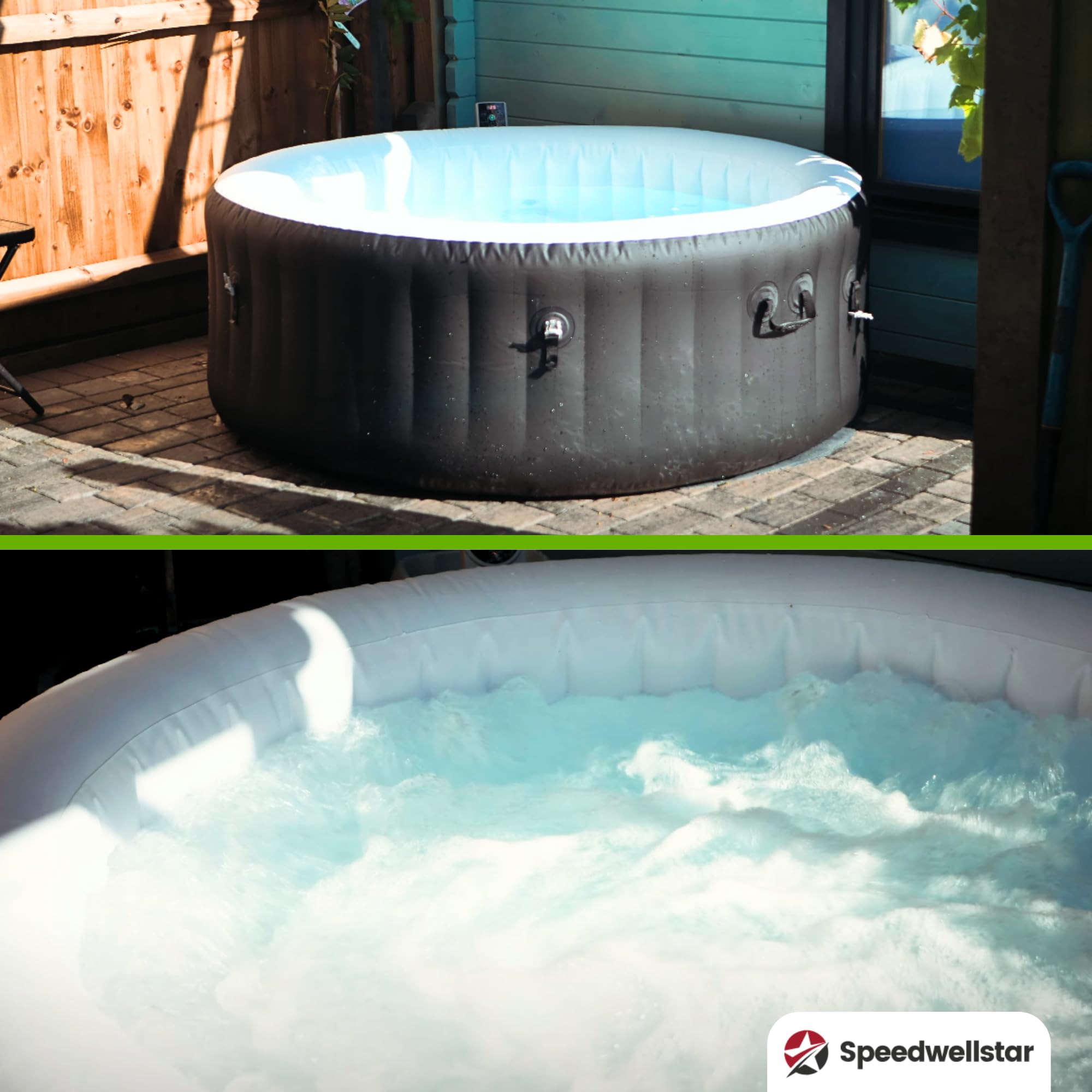 Speedwellstar Housse Ronde pour Table de Jardin, Jacuzzi, 210 cm, avec Cordon de Serrage Circulaire (Grande Housse Ronde)