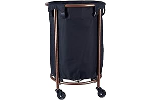Round Laundry Hamper with Wheels in Copper Black