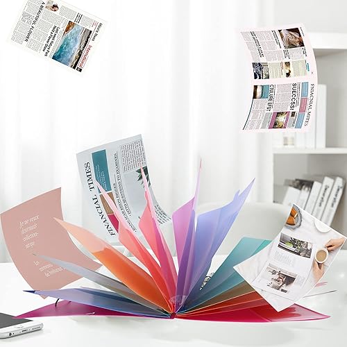 Miniatura 9 de Carpeta de archivos expandible con pestaña arcoíris, 6 bolsillos, organizador duradero tamaño carta A4, divisores de plástico resistentes al agua,