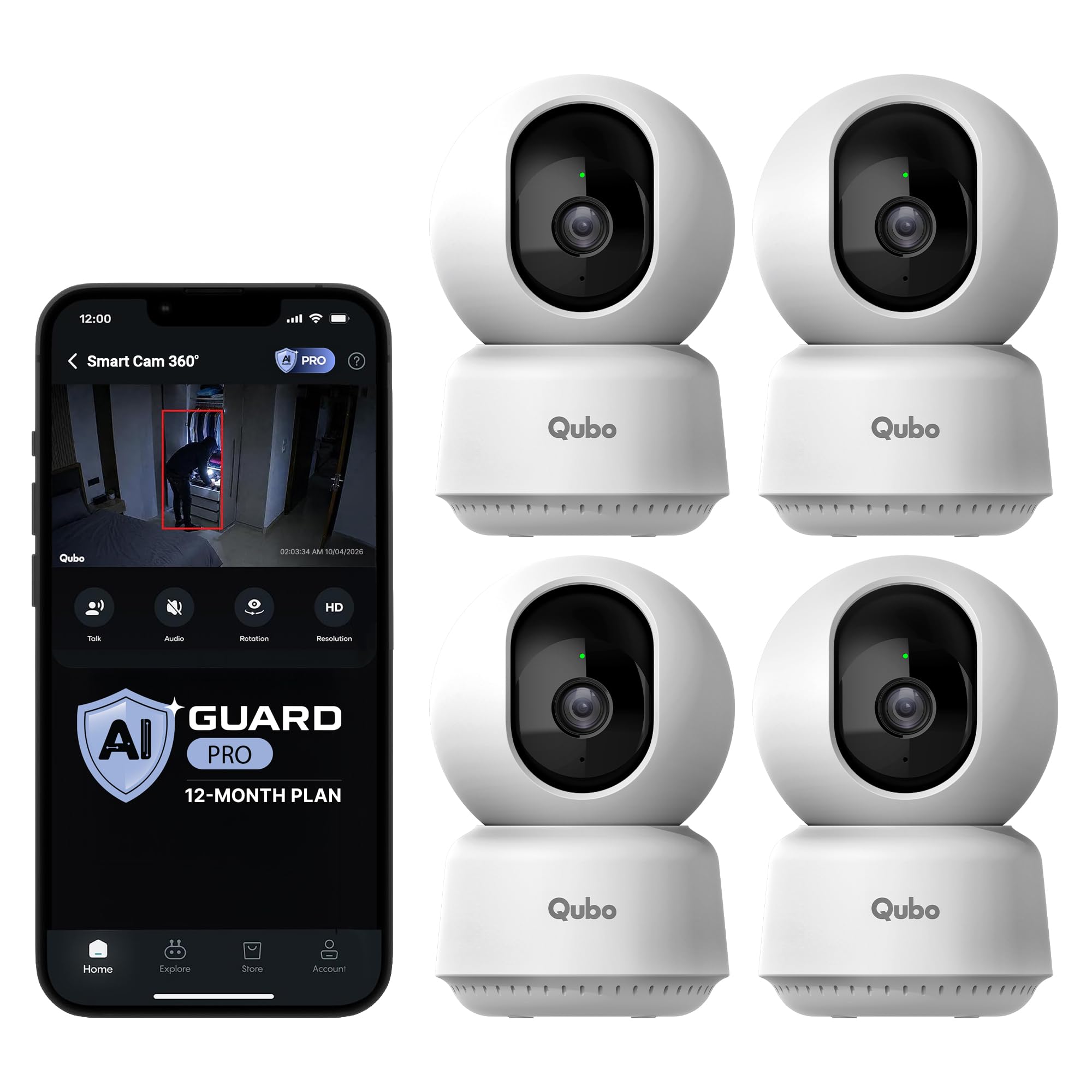 Qubo 3MP Pack of 4 + 12 Months Subscription-picture-12