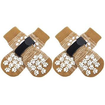 EXPAWLORER Double Side Anti-Slip Dog Socks - Paw Protector with Adjustable Strap, 2 Pairs Traction Control for Indoor on Hardwood Floor Wear, Best Puppy Pet Paw Protection