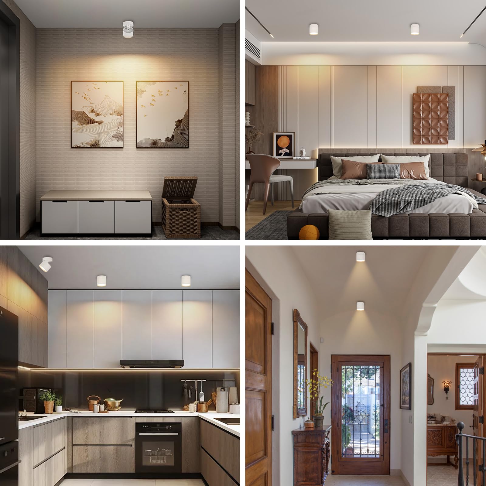 GeyouLux Faretto da soffitto LED Orientabili, 7W 800LM Faretti LED Soffitto Interno 350°+90°, Alluminio, Lampadina LED GX53 Incluso, 3000K/4500K/6500K Faretto LED Interno Bianco 1 Pezzo