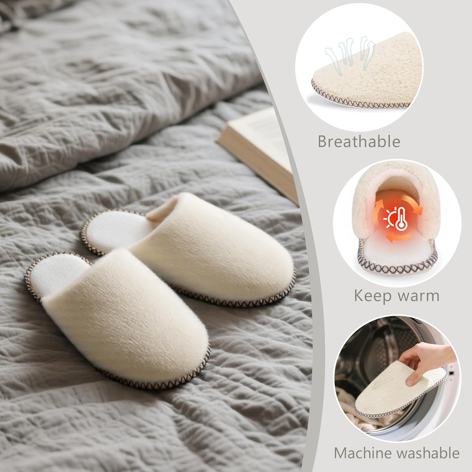 ZOORON Slippers for Women Fuzzy Slippers Warm Cozy Soft Memory Foam House Shoes with Anti-Skid Sole for Indoor and Outdoor - Image 6