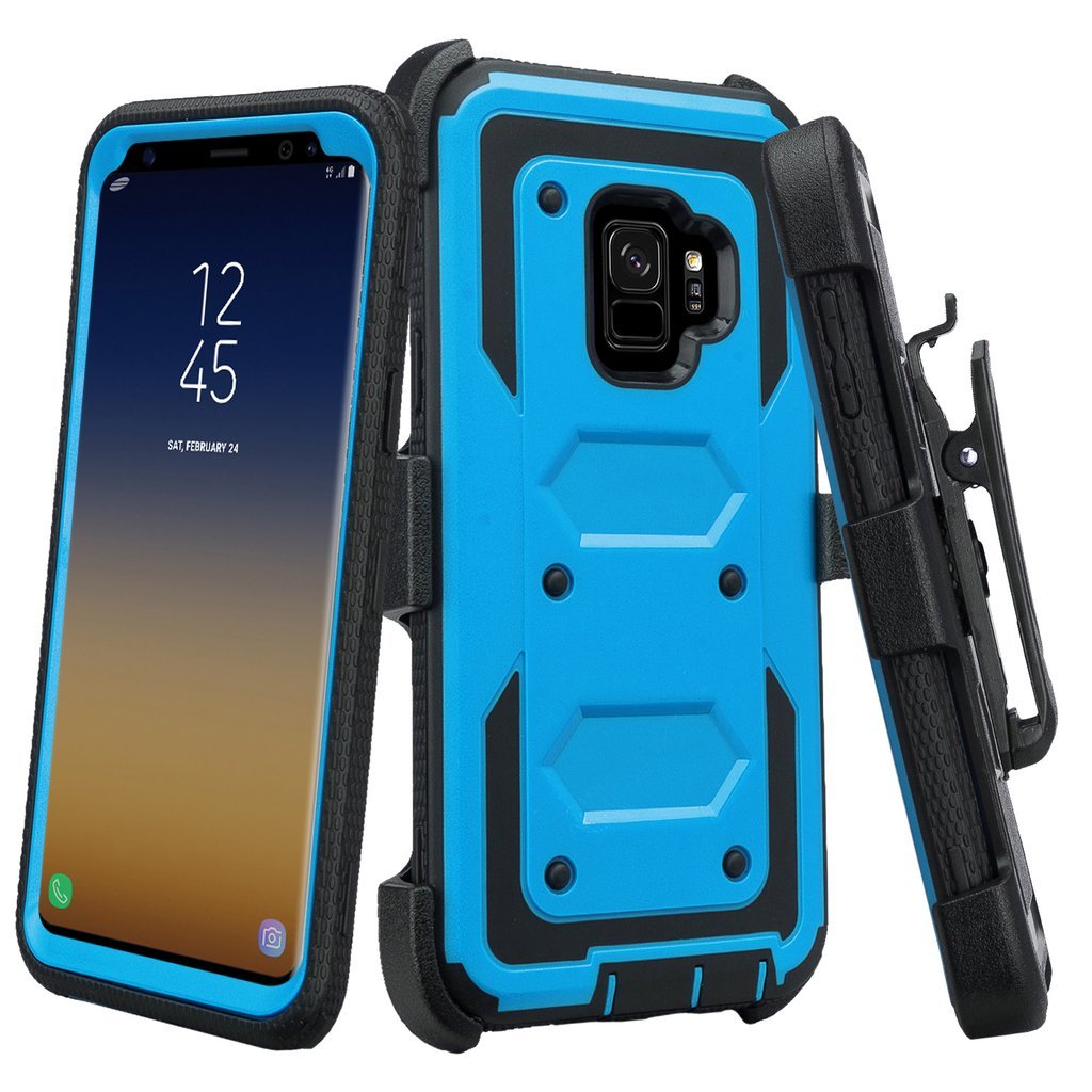 SOGA Cover for Samsung Galaxy S9 Plus Case [TriGuard] Shockproof Rugged Hybrid Armor Case Cover with Belt Clip Holster & Built-in Screen Protector F540-BL-SAMGS9PLUS-HSHPA