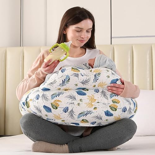 Miniatura 3 de BATTOP Almohada de lactancia para lactancia materna más apoyo para mamá, almohada de alimentación con funda extraíble y correa de cintura ajustable,