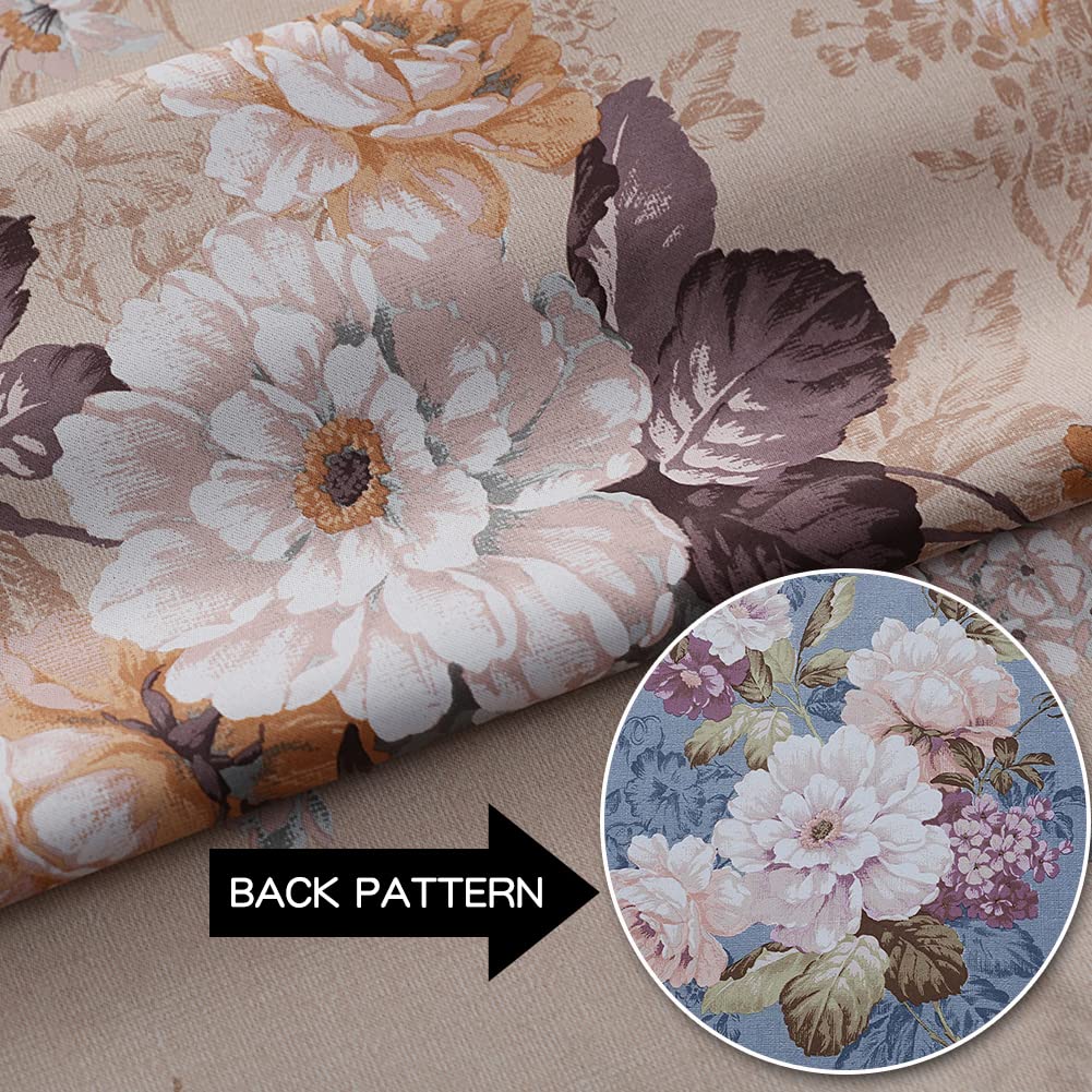 SUOUO Rideaux occultants Double Face à Motif Floral Vintage pour Chambre à Coucher, 2 Panneaux de 213 cm de Long, Isolation Thermique, Rideaux de fenêtre occultants pour Salon