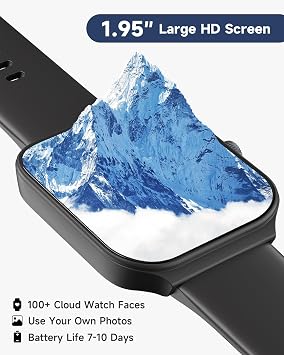 TOOBUR Smart Watch for Men Women Alexa Built-in, 1.95 Fitness Tracker with Answer/Make Calls, IP68 Waterproof/Heart Rate/Sleep Tracker/100 Sports, Fitness Watch Compatible Android iOS