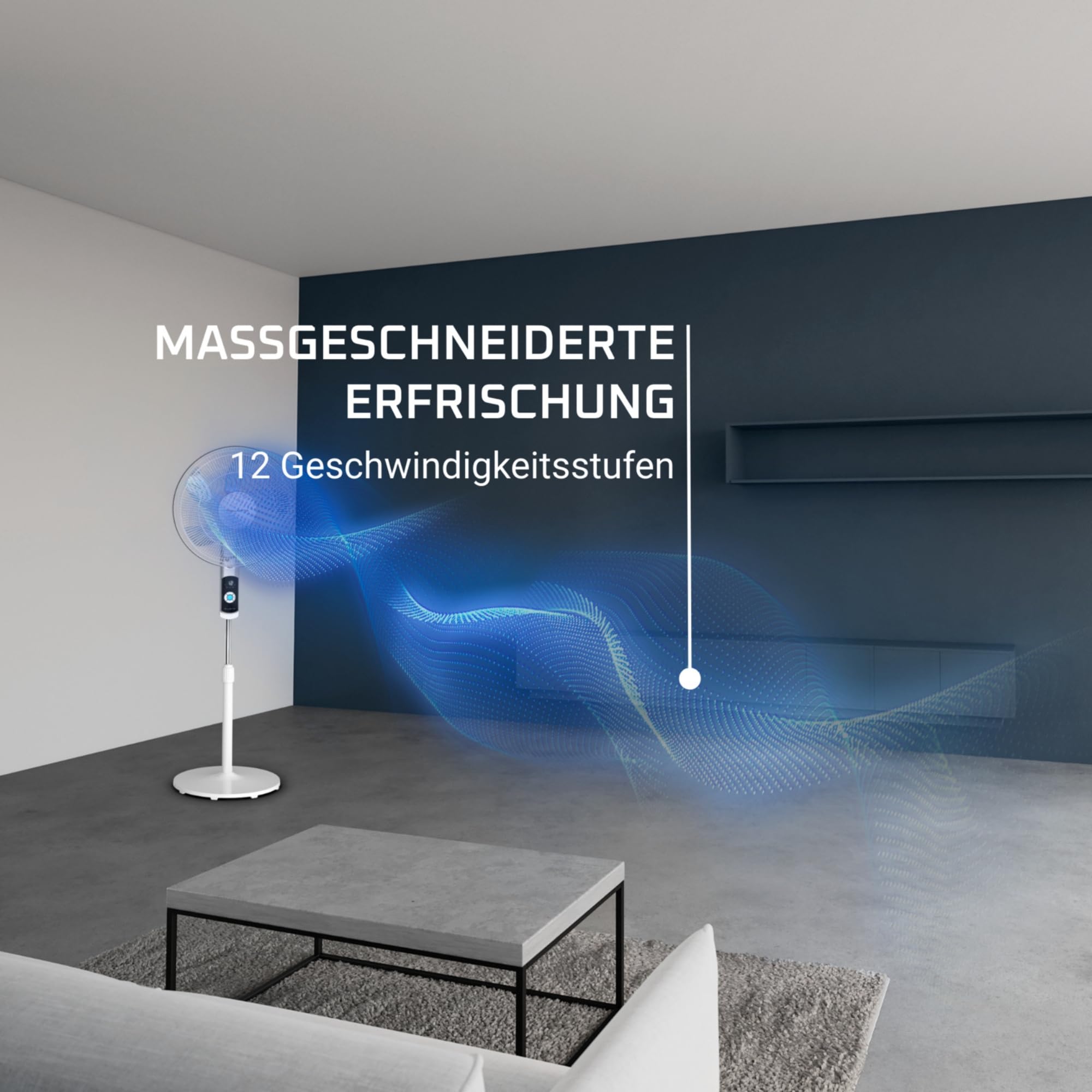 Rowenta Turbo Silence Standventilator VU5650F0, 35 dB(A), 7,2 m, 12 Geschwindigkeiten, 120° Oszillation, Fernbedienung, LED-Display, 12-Stunden-Timer