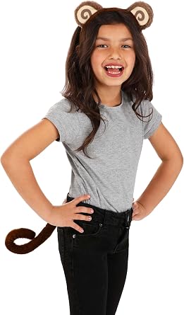 Monkey Kit - Plush Headband with Attached Ears and Tail, One Size Fits Most