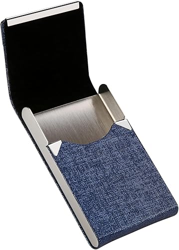 Miniatura 6 de Tarjetero con diseño ultra delgado, funda para tarjetas de visita con piel sintética de alta calidad, bolsillo para trajes, tarjetero metálico para