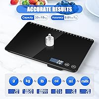 Vista 2 de Digital Kitchen Scale, Large Capacity Food Scale, Easy Tare Function, Large LCD Display, Perfect for Cooking, Baking and Meal Prep Black