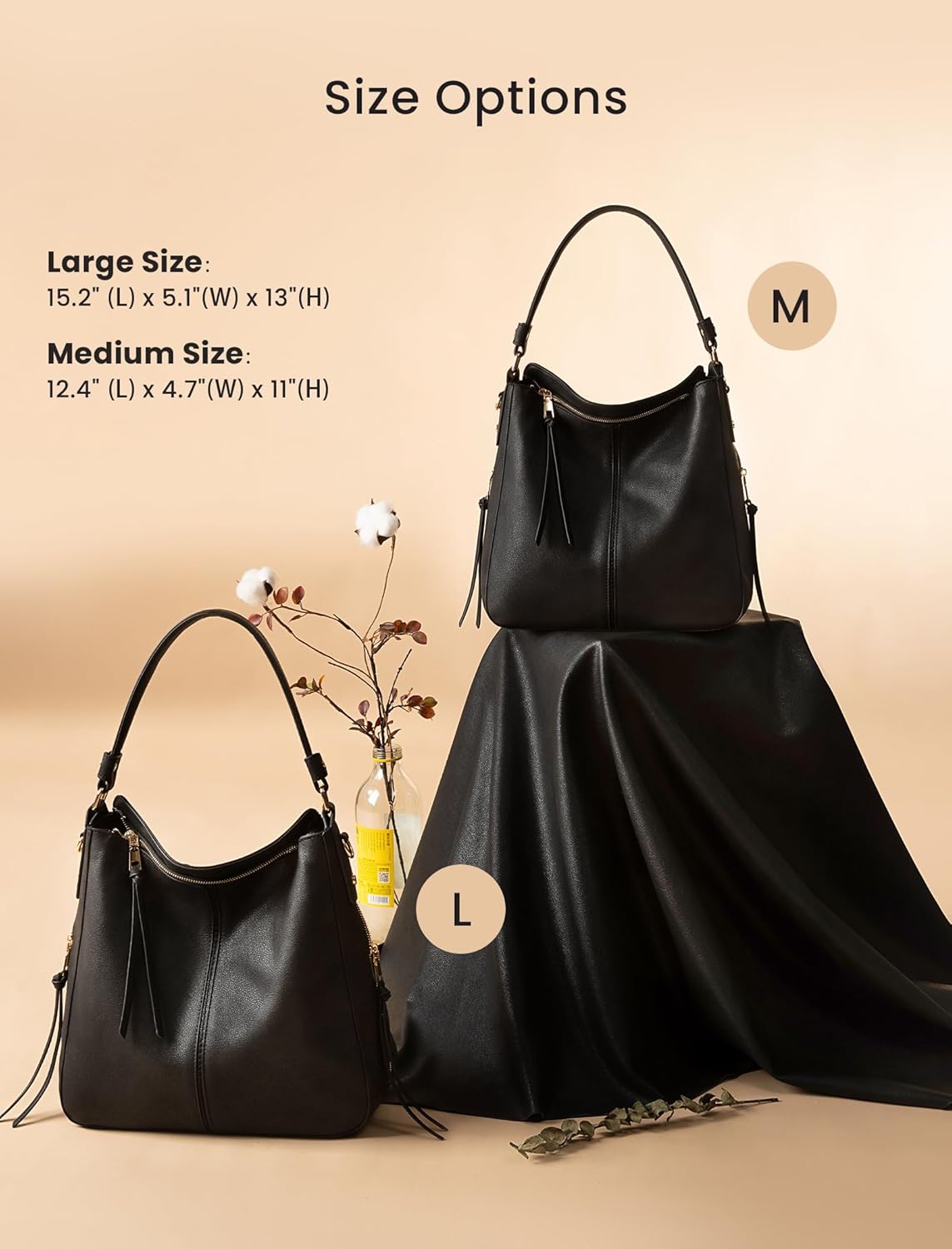 Realer Hobo Crossbody Bags for Women Designer Faux Leather Hobo Handbags Retro Large Size Shoulder Bag Bucket Purse - Image 5