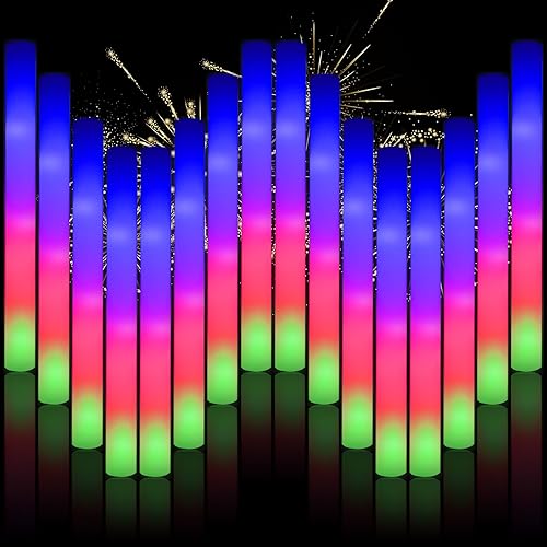 30 varillas de espuma iluminadas a granel, suministros de fiesta que brillan en la oscuridad con 3 modos intermitentes, varitas brillantes para