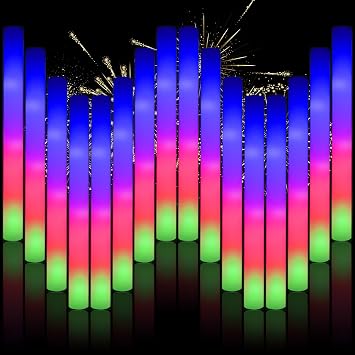 202PCS Glow Foam Sticks Bulk,LED Foam Sticks 3 Modes Flashing Glow in the Dark Light up Party Favors Supplies for Birthday, Wedding, Raves, Co