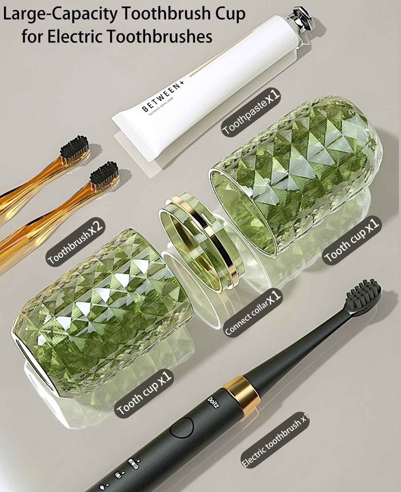 Transparent Travel Toothbrush Case with Cover, Large Tooth Brush Holder with Mouthwash Cup, Portable Compact Oral Clean Tools Organizer for Bathroom Trip School