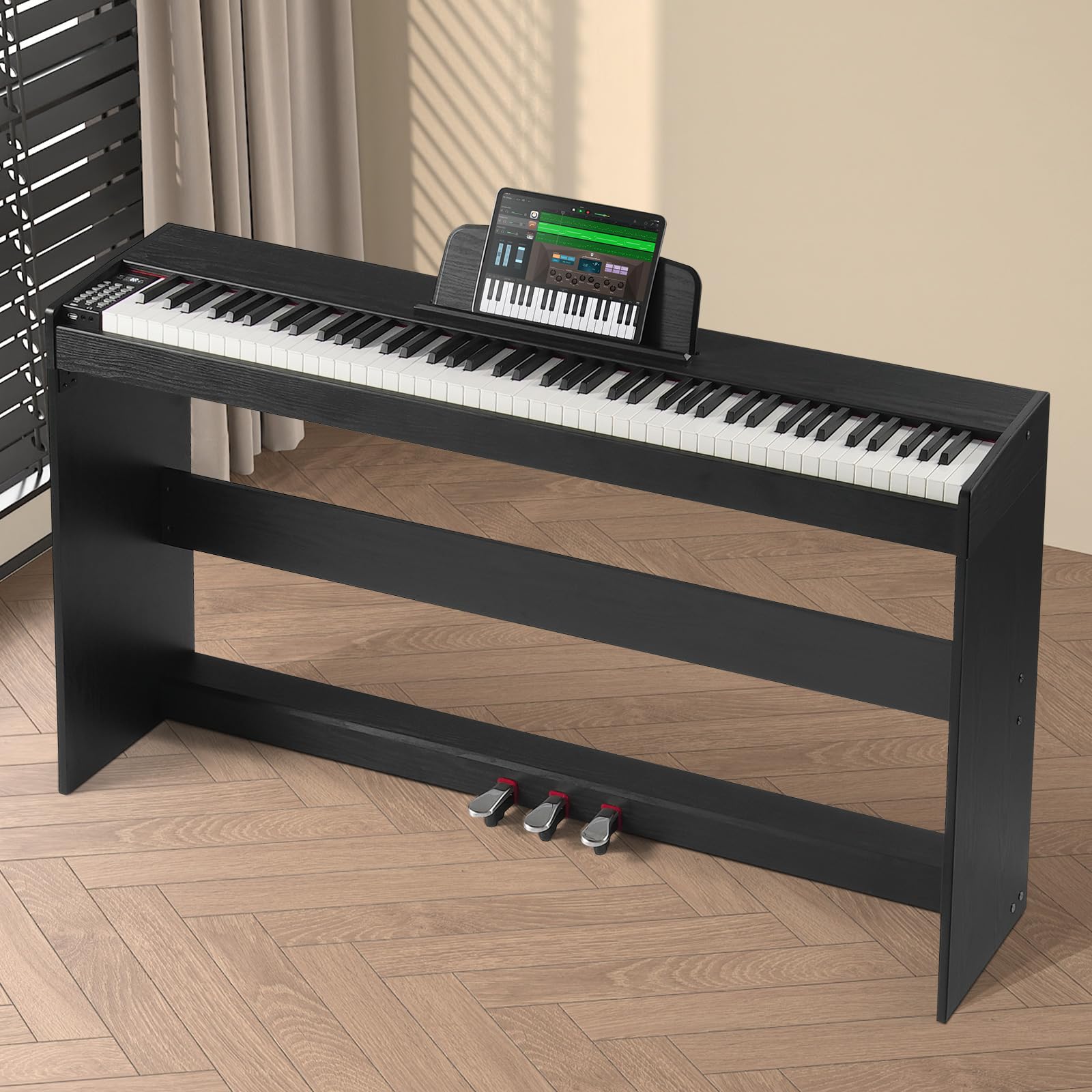 VEVOR Pianoforte Digitale 88 Tasti Pesati, Tastiera Elettrica con Altoparlanti, Supporto, Cuffie, Bluetooth USB MIDI, 200 Suoni e Ritmi