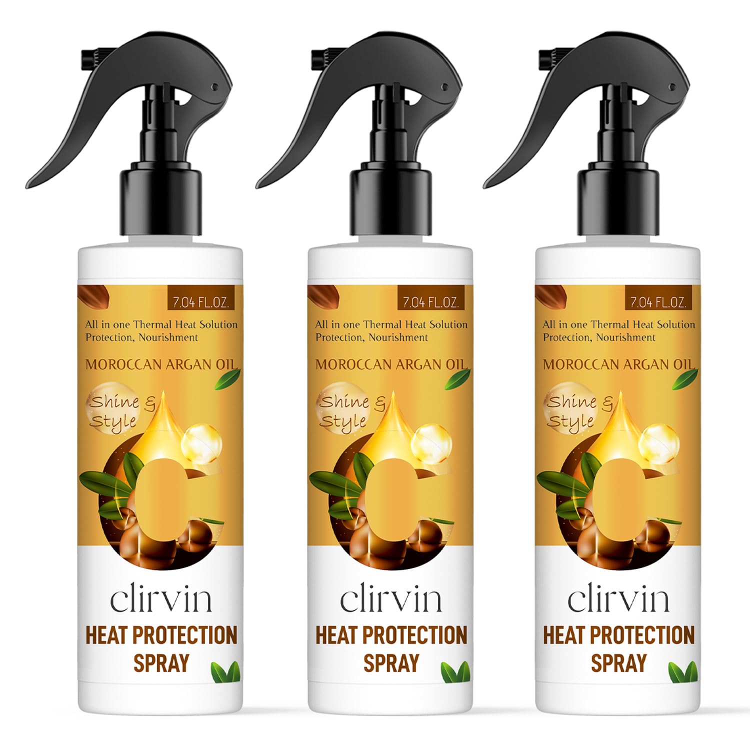Clirvin Argan Oil Heat Protection Spray for Hair Styling men and women SuLphate and Parabene Free(600 ml)