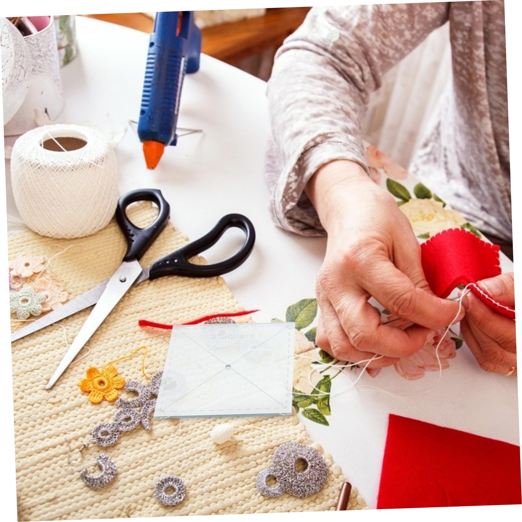 OSALADI Set di 5 Righelli per Patchwork in Acrilico Trasparente, Modelli per Cucito e Progetti Creativi, Strumenti Sicuri e Portatili per Quilting e Lavori Manuali